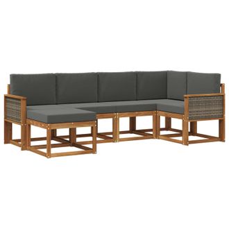 vidaXL Conjunto De Sof&aacute;s De Exterior 6 Pcs Natural Y Antracita Vidaxl