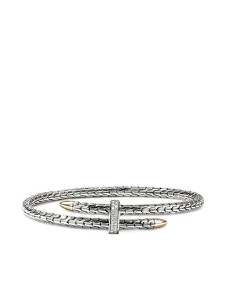 John Hardy Sterling zilveren 14 geelgouden Spear Flex armband met diamant