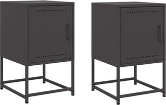 vidaXL Bedside Cabinets 2 pcs Black 36x39x60.5 cm Steel Vidaxl