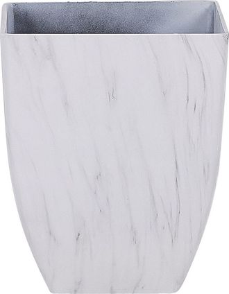 Beliani Beliani - Maceta De Mezcla De Piedra Blanco 35 X 35 Cm Efecto M&aacute;rmol Miro