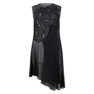 Alberta Ferretti Asymmetrische jurk met kanten details - Dames - Korte kleedjes - Zwart - S - Polyester - Kleedjes