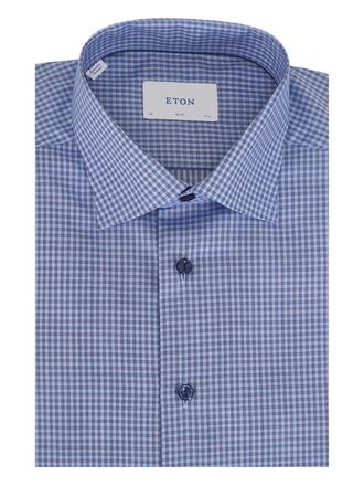 Eton twill check shirt - Blue