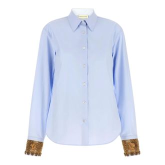 Dries Van Noten Dames, Blouses & Shirts, Blauw, Maat: XS Katoen