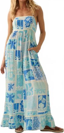 Promesa Tropical Floral Ruffled Wide-Leg Cami Jumpsuit In Blue Multi