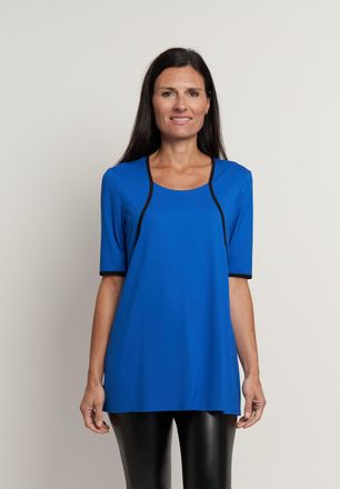 Seidel Moden T-Shirt SEIDEL MODEN Exklusiv bei OTTO, Damen, Gr. 34, blau (blau,65), Jersey, Obermaterial: 95% Viskose, 5% Elasthan, kontrastfarbene Details, unifar