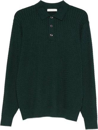 Diktat cable-knit polo shirt - Green