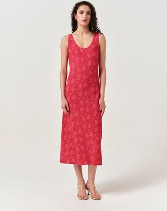 Ghost London Paloma Crepe Midi Slip Dress in Pink Dotty Floral at Nordstrom, Size 10