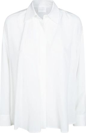 Dondup Oversized Cr&ecirc;pe de Chine Blouse van Zijdemix - Dames - Overhemden - Wit - S - Overhemden