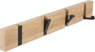 OEM Perchero De Pared Con 4 Ganchos Retr&aacute;ctiles, Color Natural