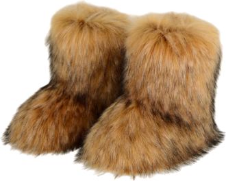 Generic Womens Faux Fur Boots, Fluffy Mid-Calf Boots, Sexy Yet Cute And Stylish, Comfortable Outdoor Flat Shoes, Warm In Winter
