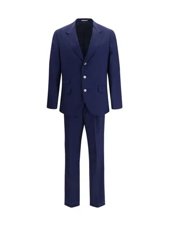 Brunello Cucinelli Mens Single-Breasted Suit Navy Wool (fleece) Suits
