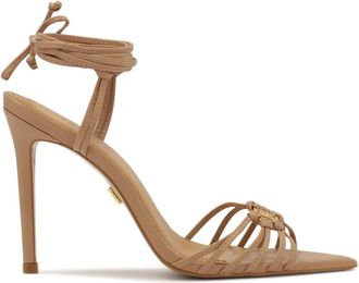 Kazar Beige hoge sandalen om de enkel gebonden - Dames - Sandalen met hakken - Beige - 36 EU - Leer - Schoenen