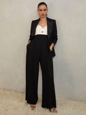 Reiss Atelier Black Colourblock Wide-leg Jumpsuit, 12