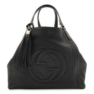 Gucci Black Leather Shoulder Bag Tote Bag (Pre-Owned)