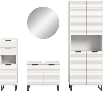 WELLTIME Badmöbel-Set »Litica, Breite 205 cm, hochwertige Rillenfräsung, Metallkufen« 4 Stk. tlg