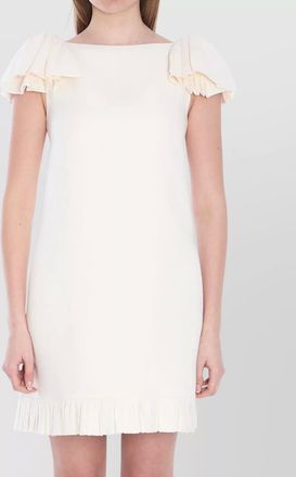 Valentino Garavani boat neckline silk and wool blend dress
