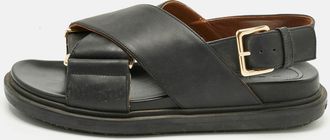 Marni Black Leather Fussbett Sabot Slingback Sandals