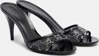 Gucci Erin GG embellished leather-trimmed mules