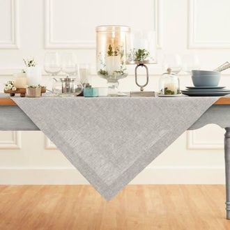 Solino Home Linen Table Throw - Athena, 52 x 52, 52 x 52 in Oyster Grey at Nordstrom, Size Small