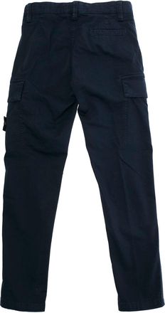 Stone Island Boys Blue Cotton Stretch Pants With Belt Loops Trousers