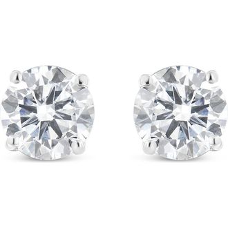 House of Brilliance 14K White Gold 1.00 Cttw Diamond Classic Solitiare Stud Earrings at Nordstrom
