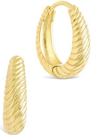 Sterling Forever Haven Textured Oval Huggie Hoop Earrings in Gold at Nordstrom Rack