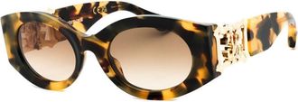 Roberto Cavalli Sunglasses Oval Full Rim, Vintage Havana Frame And Brown Gradient Lens Src0640Agg