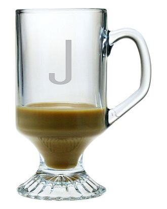 SUSQUEHANNA GLASS Monogrammed Set of 4 Block Coffee Mugs, (A-Z)