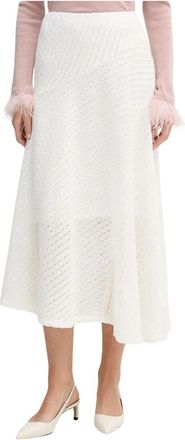 DKNY Asymmetrische Midi Rok - Dames - Midirokken - Beige - M - Polyester - Rokken
