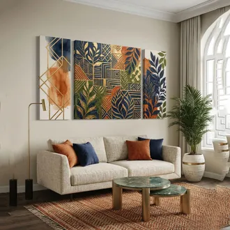 Dmora Quadro Namoba, Materiale Struttura In Tessuto, Materiale In Legno Nobilitato, Materiale Struttura In Legno Nobilitato, 90x90h Cm Multicolore