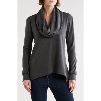 Go Couture Cowl Neck Asymmetric Sweater in Dark Dull Gray at Nordstrom Rack, Size X-Large