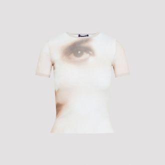 Jean Paul Gaultier Mesh Baby bedrukt &para;Face&para; T-shirt