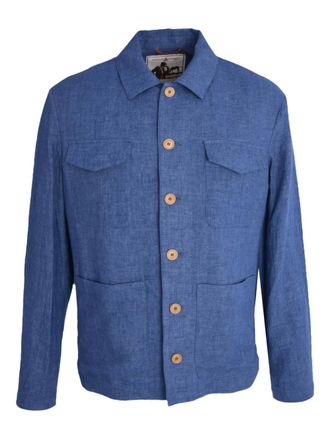 Luciano Barbera button-fastening patch-pocket jacket - men - Linen/Flax - 56 - Blue