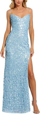Mac Duggal Embellished Spaghetti Strap V Neck Gown