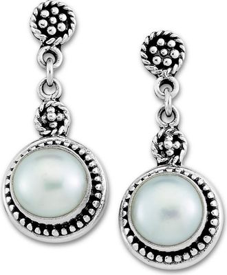 Samuel B. Sterling Silver 6-7mm Pearl Drop Earrings in White at Nordstrom Rack