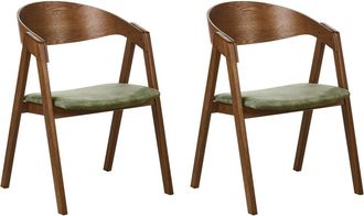 Beliani Conjunto de 2 sillas de comedor madera verde oscuro