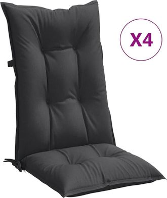 vidaXL Cojines Silla Respaldo Alto 4 Uds Tela Gris Antracita Melange Vidaxl