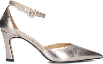 Notre-V Schoenen, Dames, Grijs, 39 EU, Leer, Rosegouden Pumps met Puntneus