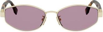 Fendi Baguette 56mm Geometric Sunglasses in Shiny Endura Gold /Bordeaux at Nordstrom