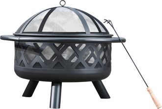 Teamson Home Jard&iacute;n 76cm Brasero De Le&ntilde;a Grande, Hoguera Para Le&ntilde;a Al Aire Libre, Meubles De Exterior, Chimenea, Calentador De Hoguera, Quemador De Le&ntilde;a, Metal Con
