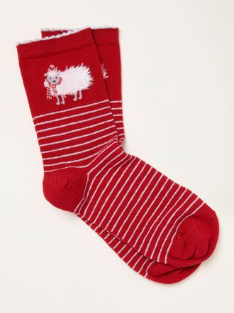 Fat Face FatFace Red Fluffy Sheep Socks
