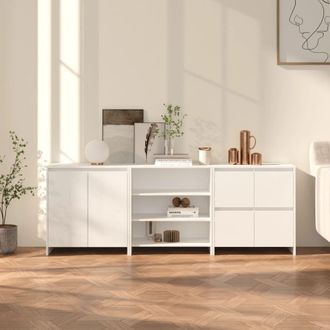 vidaXL Aparador De 3 Piezas Madera Contrachapada Blanco Vidaxl
