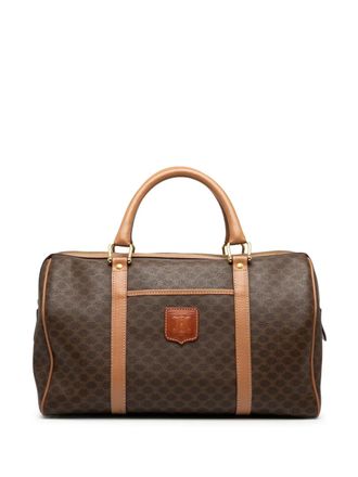 Celine 2012 Macadam Coated Canvas boston bag - unisex - Fabric/Calf Leather/Canvas/Leather - One Size - Brown