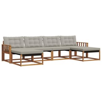 vidaXL Conjunto De Sof&aacute;s De Exterior 6 Pcs Gris Natural Y Claro Vidaxl