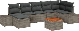 vidaXL Garden Sofa Set with Cushion 8 pcs Grey Poly rattan Vidaxl