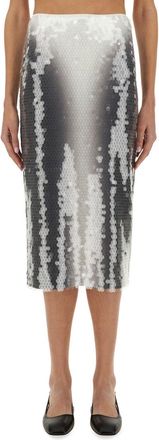 Sportmax Gradient Sequined Midi Skirt With Fitted Silhouette