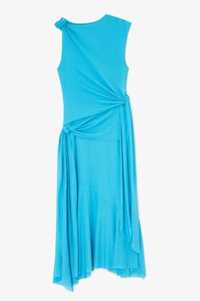 Ganni Long Dress in Marl Mesh - Size 34 River Blue