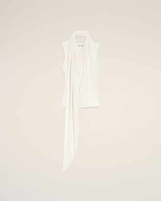 Ami White Jersey Sleeveless Lavalliere Top White - XXS - for Women