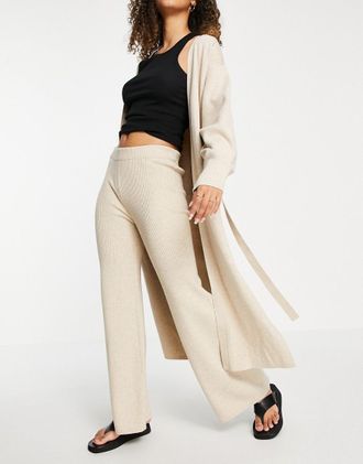 & Other Stories cotton co-ord knitted trousers in beige-Neutral