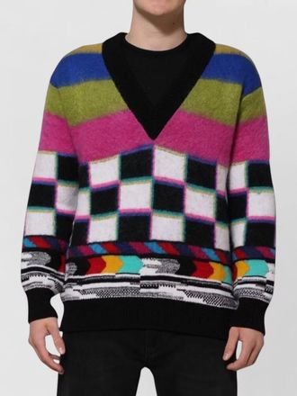 Dolce & Gabbana mohair-blend checked v-neck jumper